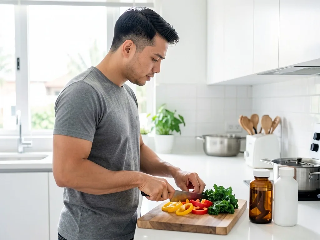 Preparing a nutritious meal for active men